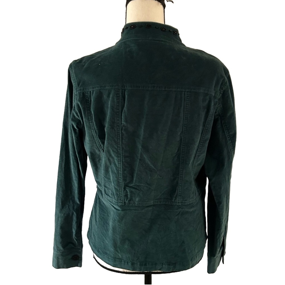 Birch Hill Teal Suede Blazer Black Bead Detailing With Long Sleeve Size Small - Picture 5 of 7